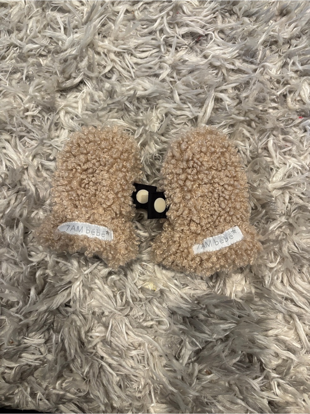 7 Am Enfant Teddy/Sherpa Baby Mittens Size 0-6 Months NWOT